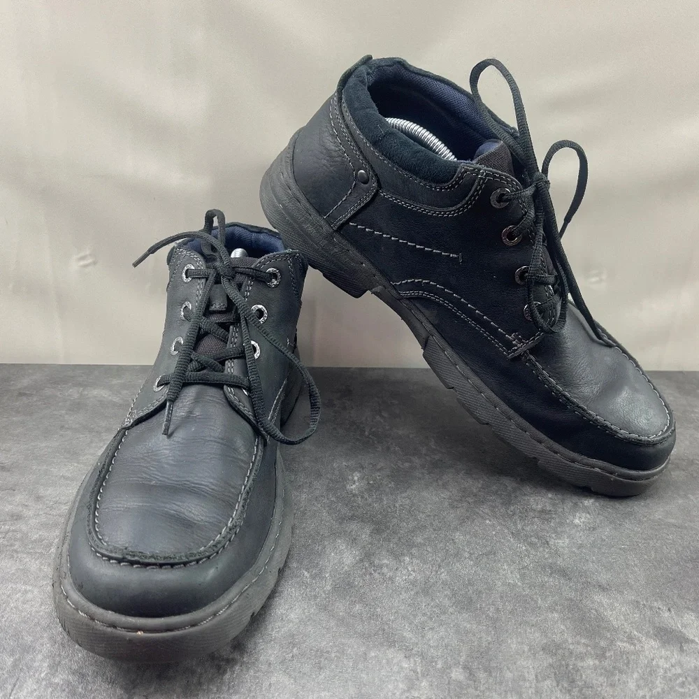 Clarks‎ Men's Shoes Black 9.5 M Leather Lace Up Comfort Ankle Chukka Boots
